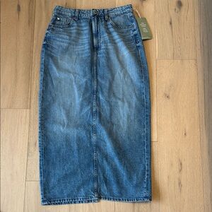 H& M Blue Denim Midi Skirt Womens Size Small NWT